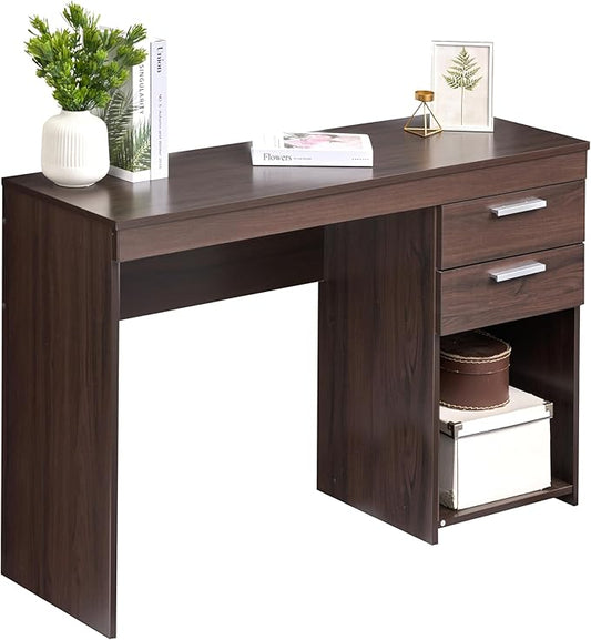 48" Modern Computer Desk with Drawers, Small Desk for Bedroom or Office, Espresso Brown