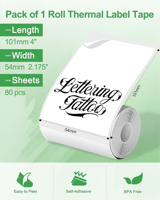Phomemo M220 Label Maker Green & 1 Roll White Thermal Label 2.175"x4"(54x101mm), Upgrade 3 Inch Barcode Portable Printer, for Office & Small Business, Compatible with Phones&PC