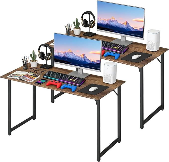 BestOffice Computer Desk,Home Office Desk, Modern Simple Style for Home Office Study Writing (Brown, 39 Inch,2 Pack)