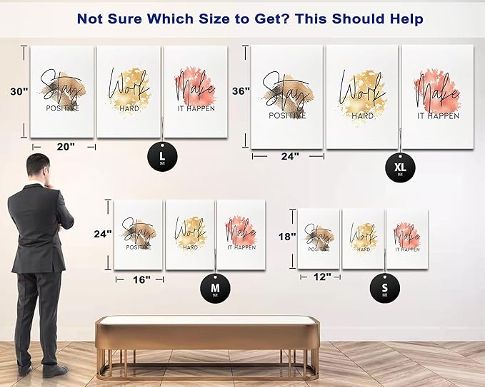 SHMAO Office Canvas Wall Art Motivational Wall Decor, 3 Piece Stay Work Make Print Pictures for Office Wall Decor Women Inspirational Framed Artwork Home Office Decor 20”x30”x3 Panels