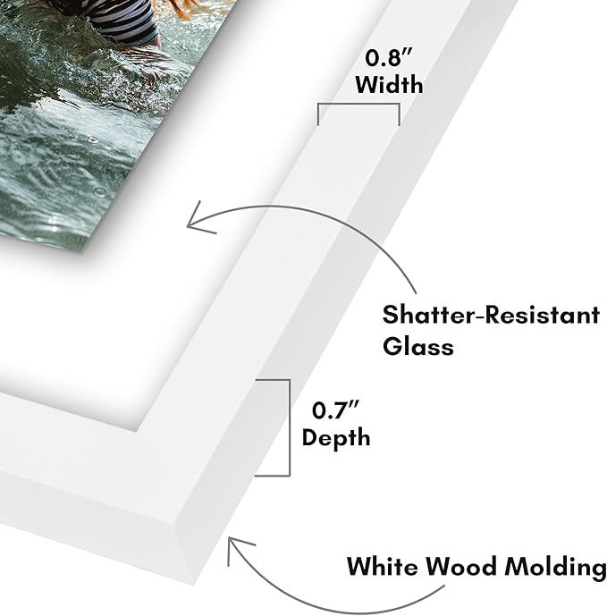 Americanflat 4x6 Double Picture Frame with Shatter-Resistant Glass - Fits Two 4x6 Photos or use as One 9x12 Picture Frame - Signature Collection - Collage Frames with Floating Effect for Wall - White