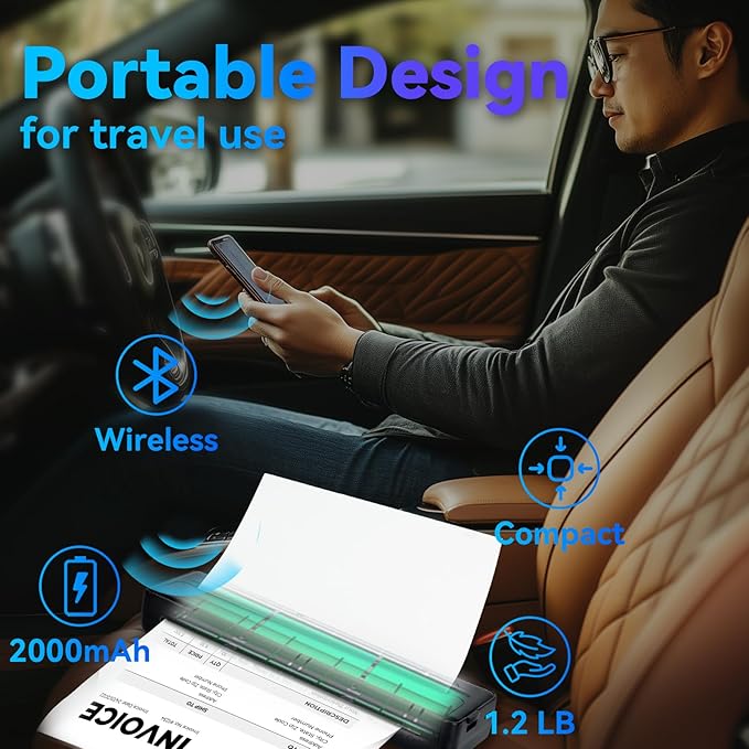 2-In-1 Bluetooth Thermal Printer & Tattoo Stencil Printer X8 - Inkless Portable Printers Wireless for Travel Office Home Use, Impresora Termica Portatil, Best 100 Dollar Gift for Christmas