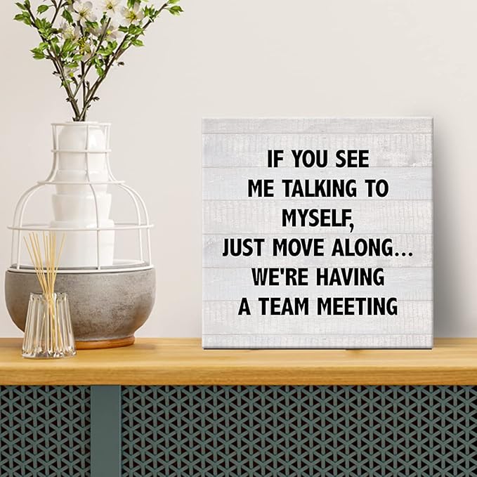 Country Humor Office Work Canvas Prints Wall Art Decor Desk Sign We’re Having a Team Meeting Sayings Poster Painting Framed Artwork 8 x 8 Inch Home Office Shelf Wall Decoration