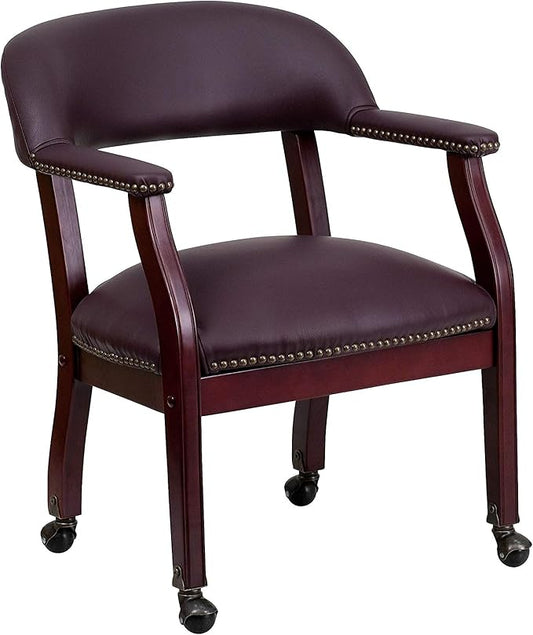 Flash Furniture Diamond Burgundy LeatherSoft Conference Chair with Accent Nail Trim and Casters