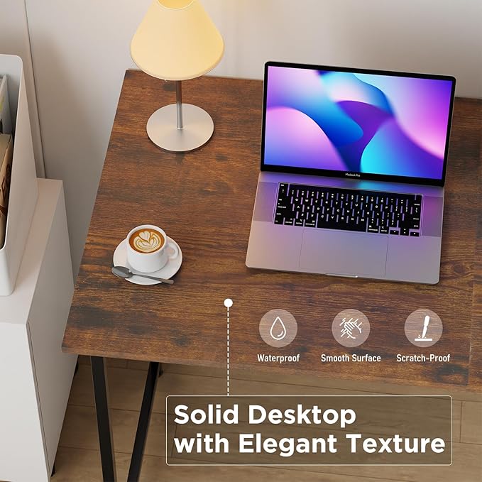FDW 32 inches Office Small Computer Desk/Home Office Desk/Study Student Writing Desk/Modern Simple Style Desk,Brown
