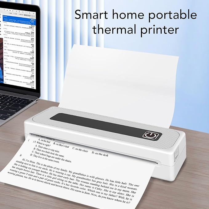 Ultra High 200dpi Inkless Printer 57mm-8.5in Portable Wireless Thermal Printer for Travel Compatible with iOS Laptop for Office Home School