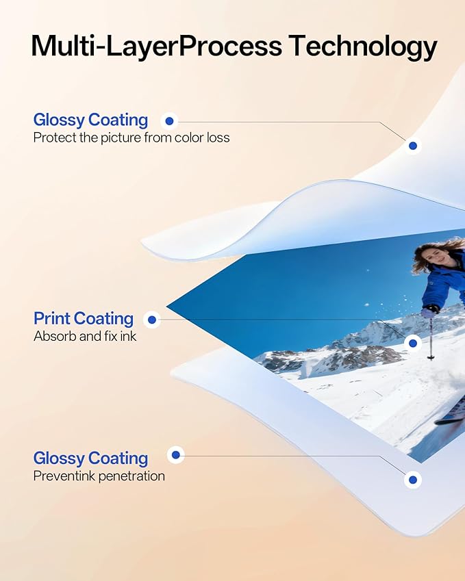 Glossy Thin Inkjet Paper 8.5x11 Inches, 110 Sheets brochure paper, 115gsm Photo Paper for Inkjet Printer with Dye Ink for Custom Chip Bag Party Favors