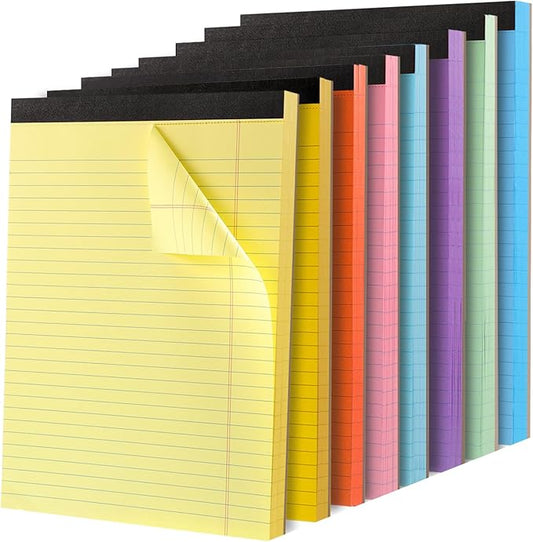 8 Packs Small Note Pads 5x8, Color Legal Pad 5x8 College Ruled Small Legal Pad Perforated Lined Writing Pads for Home, Study, Office, To-Do Lists, 50 Sheet/notepad, Multicolor