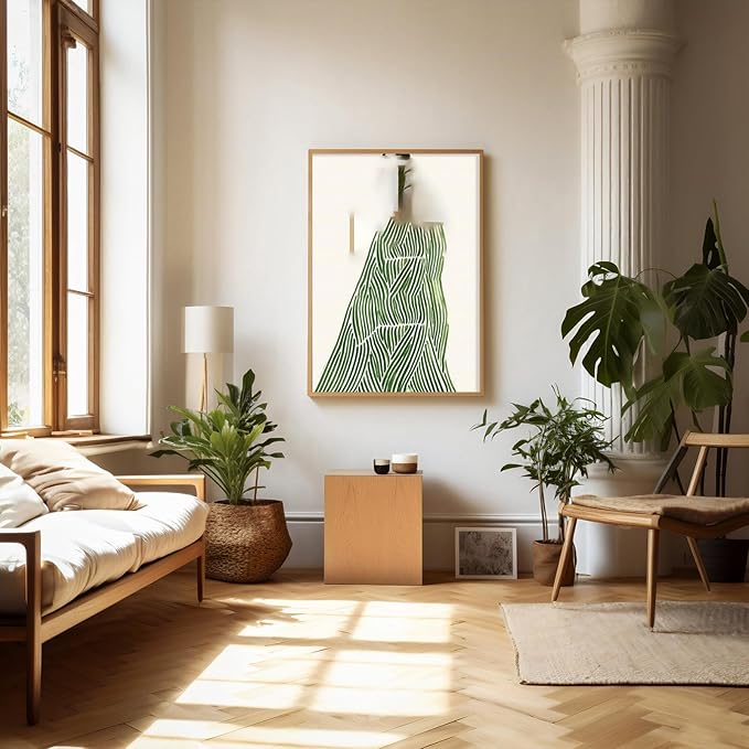 Women Portrait Wall Art Fashion Female Paiting Feminine Wall Art Modern Abstract Female Portrait Pictures Wall Decor for Home Living Room Bedroom 16x24Inch Unframed Green Color Abstract Line Art