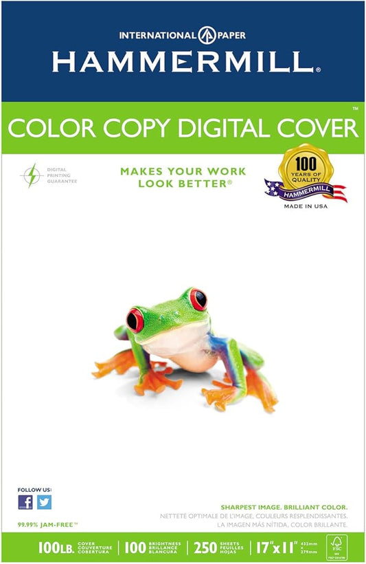 Hammermill Cardstock, Premium Color Copy, 100 lb, 17 x 11-1 Pack (250 Sheets) - 100 Bright, Made in the USA Card Stock, 133202R
