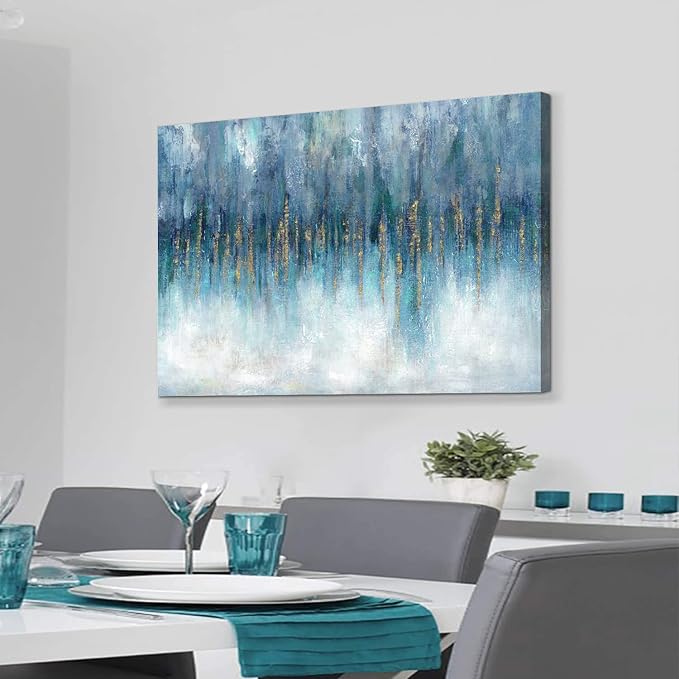 Abstract Art Canvas Painting Picture: Large Artwork Picture with Hand Painted Gold Foils Textured Wall Art for Walls (45'' x 30'' x 1 Panel)