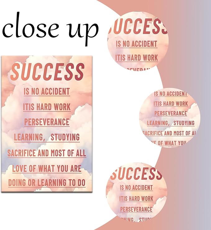 Inspirational Canvas Poster Wall Art Decor Success Motivational Quotes Picture Print Positive Energy Wall Artwork for Modern Home Living Room Office Gym Stretched and Framed [24''Wx36''H]