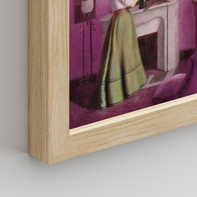 SIGNWIN Framed Poster Bathroom Decor, Wall Art Room Decor Multicolor for Living Room, Bedroom, Office Pink & Purple Female Portrait & Flowers Vintage Illustrations Bohemian - 12"x16"x 8 Natural