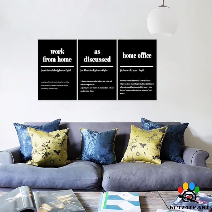 Office Wall Art - 3 Panel Motivational Canvas Art, Inspirational Quote Art for Home & Office, Entrepreneur Words Poster Frame 20'x30'x3Pcs