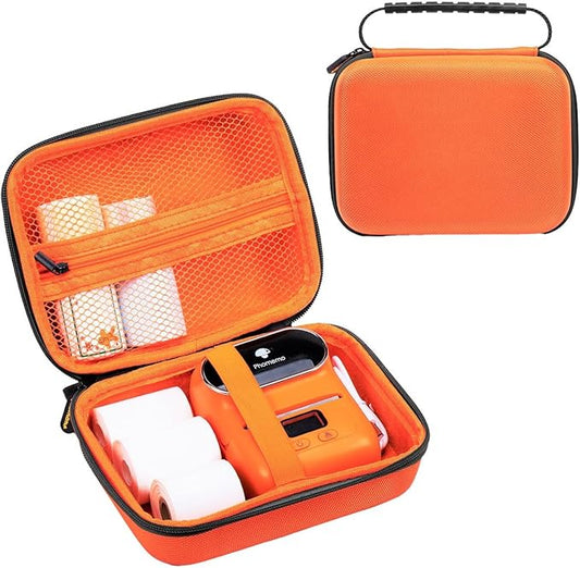 Phomemo Case 2025 Upgrade Version M110 M100 M150 M200 M221 Label Printer,M220 Thermal Label Maker, M04S Sticker Photo Printer Storage Holder Tape Paper Roll&USB Cable(Box Only)-Orange