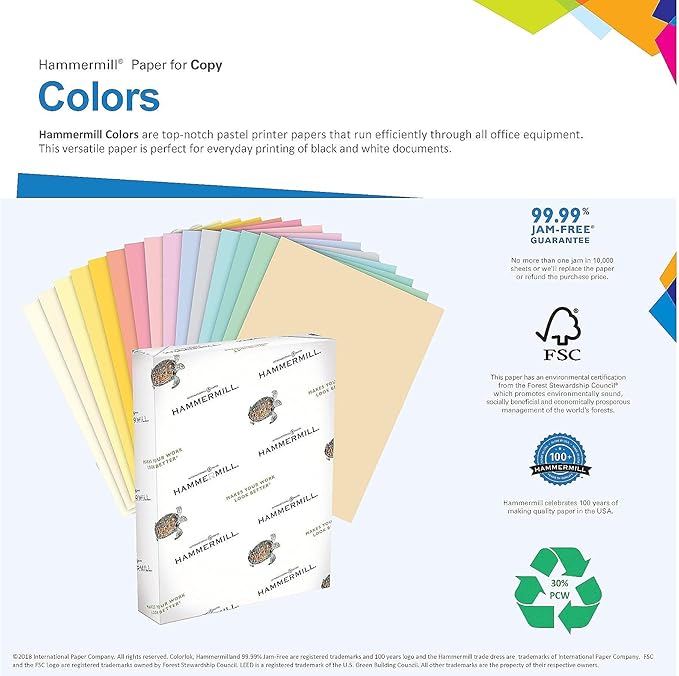 Hammermill Colored Paper, 20 lb Goldenrod Printer Paper, 8.5 x 14-1 Ream (500 Sheets) - Made in the USA, Pastel Paper, 103150R