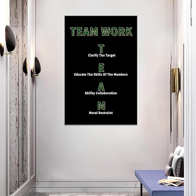 Inspirational Poster Print Canvas Wall Art Home Decor Team Work Motivational Quotes Picture Painting Artwork for Living Room Workplace School Wall Decoration Stretched and Framed [24''Wx36''H]