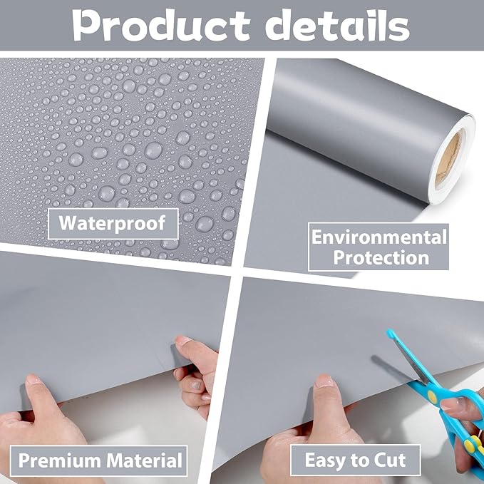 Qyeahkj 17.7in x 20ft Bulletin Board Paper Roll Bulletin Board Background Paper Fade Resistant Classroom Decoration Poster Art Craft Home Wall Education Decor Supplies Gray