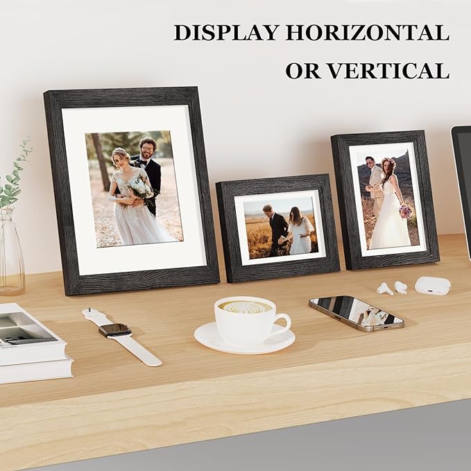 Picture Frames, Made of Real Glass and Wooden Frame, Gallery Photo Frames Set of 10 for Collage Wall Decor, Multi Sizes Including 8x10, 5x7, 4x6 for Mounting or Tabletop Display, Black