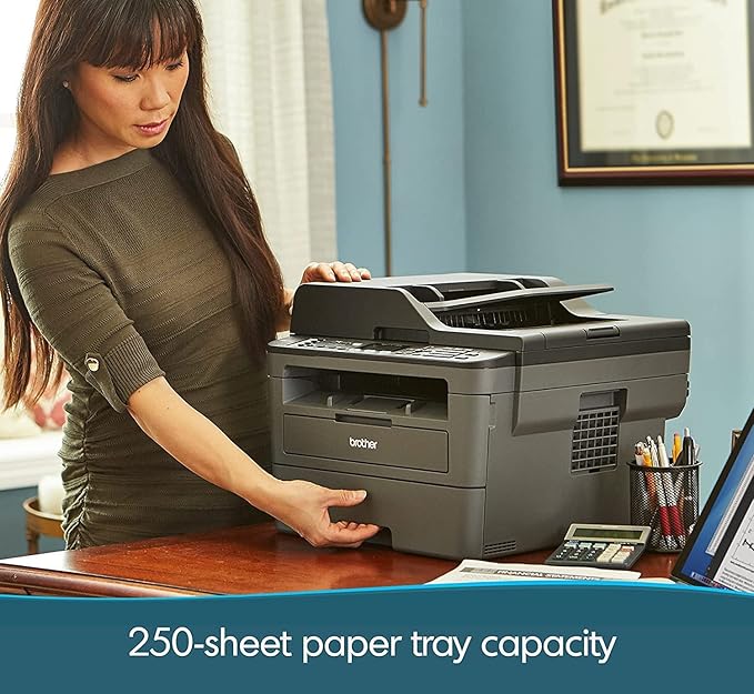 Brother MFC-L2710DW Wireless All-in-One Monochrome Laser Printer for Home Office, Black - Print Copy Scan Fax - 32 ppm, 2400 x 600 dpi, 50-Sheet ADF, Auto Duplex Printing, Two-line LCD, Tillsiy