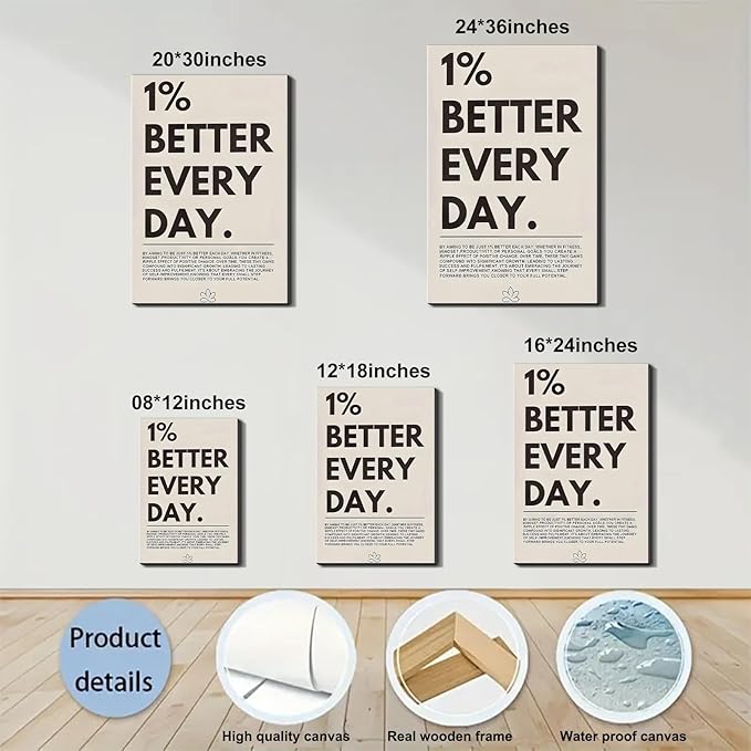 Motivational Wall Art Framed Canvas Prints Inspirational Quotes Wall Decor for Office Gym Bedroom Living Room Dorm Home Classroom Made in USA