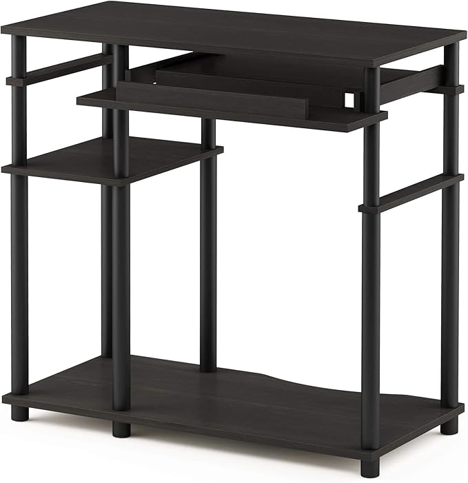 Furinno Abbott Computer Desk with Bookshelf, Espresso/Black