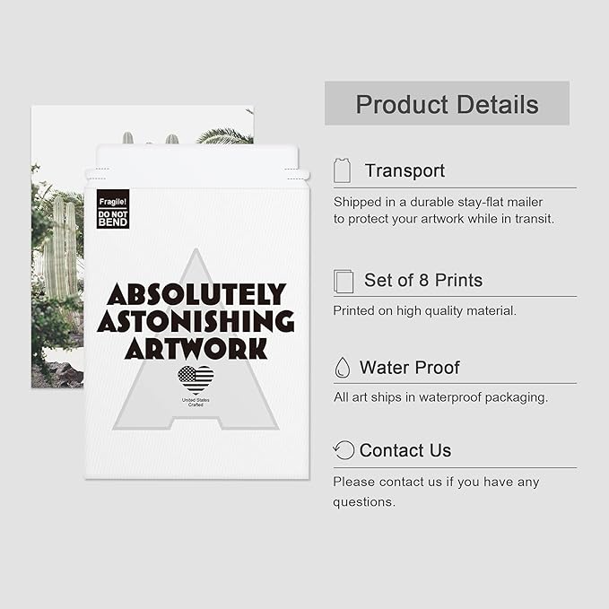 SIGNWIN Poster Wall Art Set of Cactus Desert Nature Wilderness for Living Room, Bedroom, Office - 11"x14"x 8