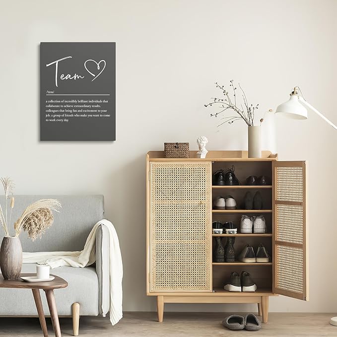 XWELLDAN Teamwork Wall Art for Office Decor, 11x14, Framed (Grey)