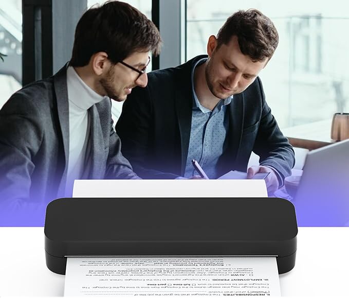 Inkless Printer, A4 Portable Thermal Printer, Compatible with iPhone Phone Laptop, Printing Speed 10mm/s & 304 DPI Clear, Support Thermal Paper, for Home/Outside Office Receipt