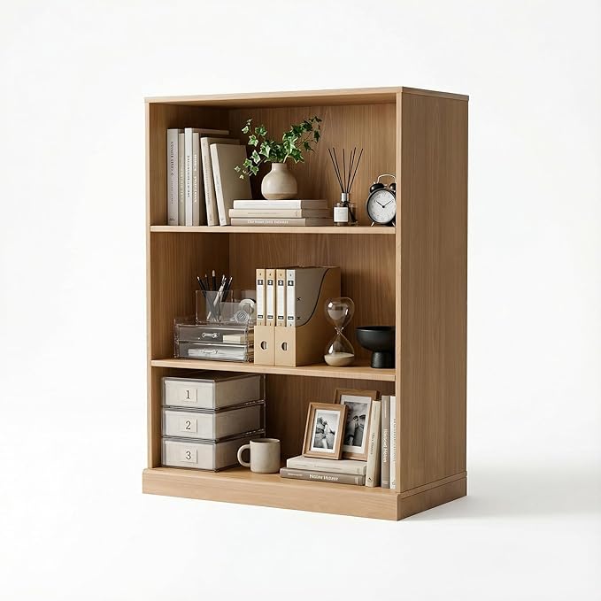 Casaphoria 41" H Wooden Bookshelves, 3 Tier Heavy Duty Bookshelf with Adjustable Shelves, Farmhouse Bookshelf with 16" Deep Storage Space for Living Room,Bedroom & Home Office