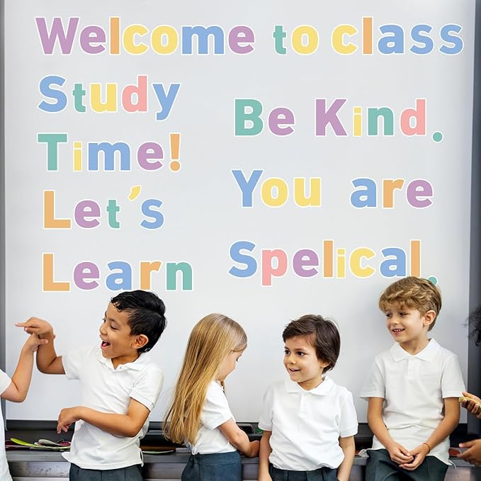 260 PCS Bulletin Board Letters for Classroom 4” Letters Combo Pack Set Colorful Boho Classroom Decorations Alphabet Numbers Symbols Letters for Bulletin Board Cutouts Card for Classroom Decor