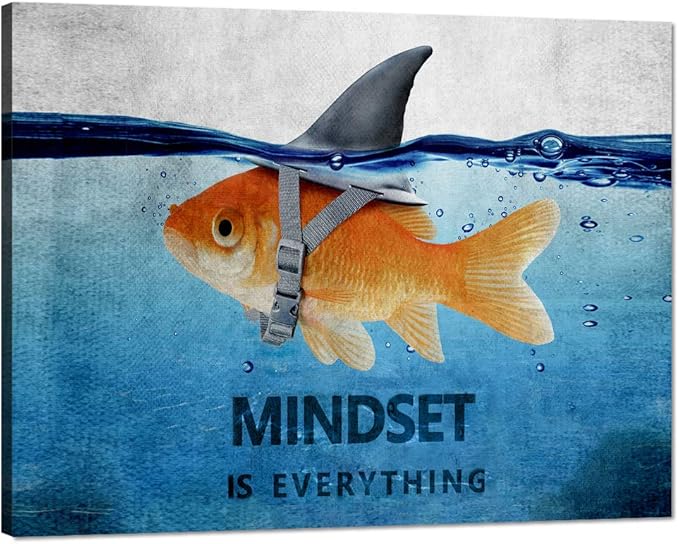 Yatsen Bridge Motivational Wall Art Animal Inspirational Entrepreneur Quotes Mindset is Everything Artwork for Office Classroom Gym School Framed-24 Wx18 H