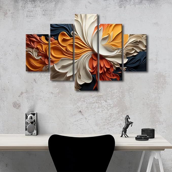 Abstract Canvas Wall Art Decor for Living Room Wall Art Modern Colored Strips Painting Artwork Prints on Canvas 5 Panel Canvas Poster for Bedroom Office Wall Decoration Ready to Hang 60x40 in