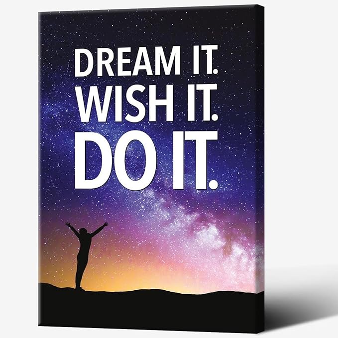 Funky Motivational Quotes Wall Art Trendy Motivational Dream It Wish It Do It Canvas Poster Work Motivation Hustle Inspiring Prints Painting For Office Living Room Wall Decor 16x24in Framed