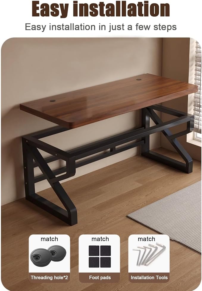 Office Desk，Computer Desk，Writing Desk Work Desk for Home Office, Study, Modern Simple Desk, Large legroom, Metal Frame(Beige,39.4in*23.6in*29.5in)