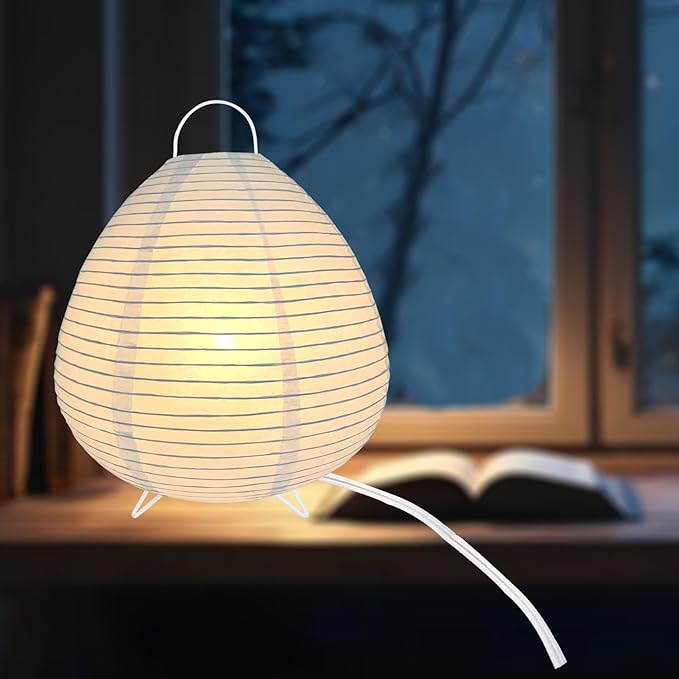 Paper Lamp Desk Lantern Table Lamps Rice Paper Bedside Nightstand Portable Small Light for Living Room Bedroom (1, 14.5"x12"x12")