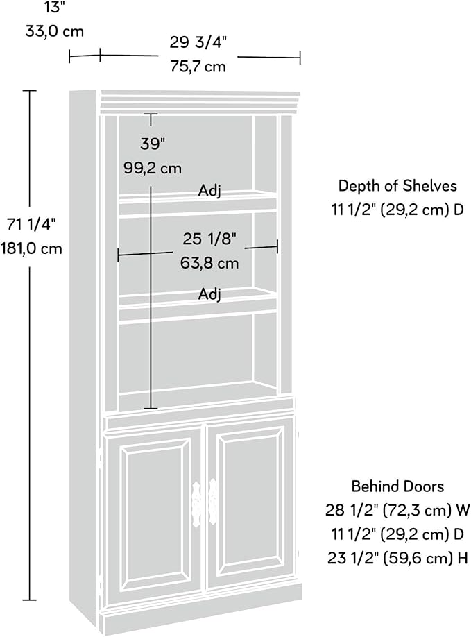 Sauder Heritage Hill Library With Doors/ Book shelf, Classic Cherry finish