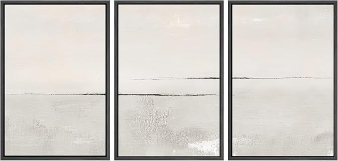 SIGNWIN Framed Canvas Print Wall Art Set Gray Duotone Pastel Watercolor Landscape Shapes Abstract Illustrations Modern Art Nordic Zen for Living Room, Bedroom, Office - 24"x36"x3 Black