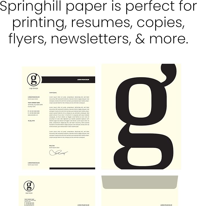 Springhill 8.5” x 14” Cream Copy Paper, 24lb Bond/60lb Text, 89gsm, 5,000 Sheets (10 Reams) – Colored Printer Paper with Smooth Finish – Versatile and Flexible Computer Paper – 024032C