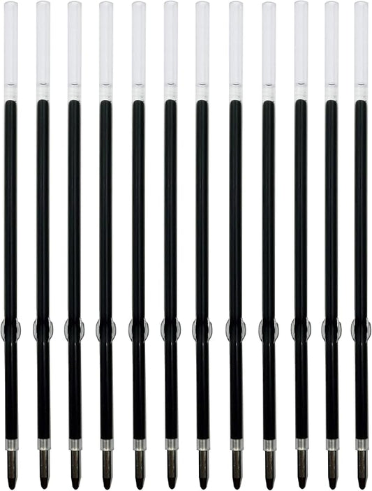 Lenden 12 Pack Ballpoint Pen Refills – 98mm / 3.85” Medium Point 1.0mm Black Ink – Compatible with Stylus/2-in-1 Ballpoint Pens, Retractable Click Pens