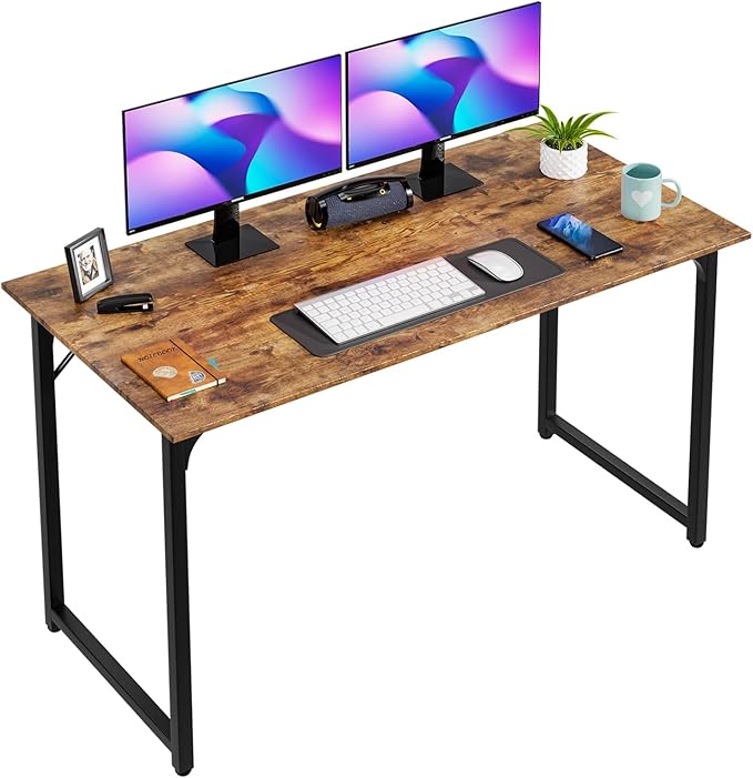 PayLessHere | 47 Inch Computer Desk | Vintage | Office Desk with Metal Frame, Adjustable Feet | Water-Resistant, Scratchproof Surface | Sturdy Writing Table for Home Office or Study | Pack of 1