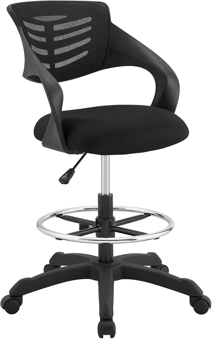 Modway Thrive Drafting Chair - Tall Office Chair for Adjustable Standing Desks in Black