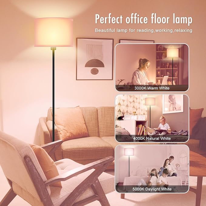 Floor Lamp Pink, Standing Lamp, Small Floor Lamps with Lampshade, 59" Tall Lamps for Bedroom, Foot Switch, Simple Corner Pole Lamp for Kids Room, Girls Room, Nursery, Office(NO Bulb, E26 Base)