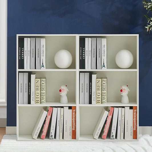 Bookshelves and Bookcases,3-Tier Double Open Storage Shelf, Floor Standing Display Storage Shelves for Home Office, Living Room, Bedroom
