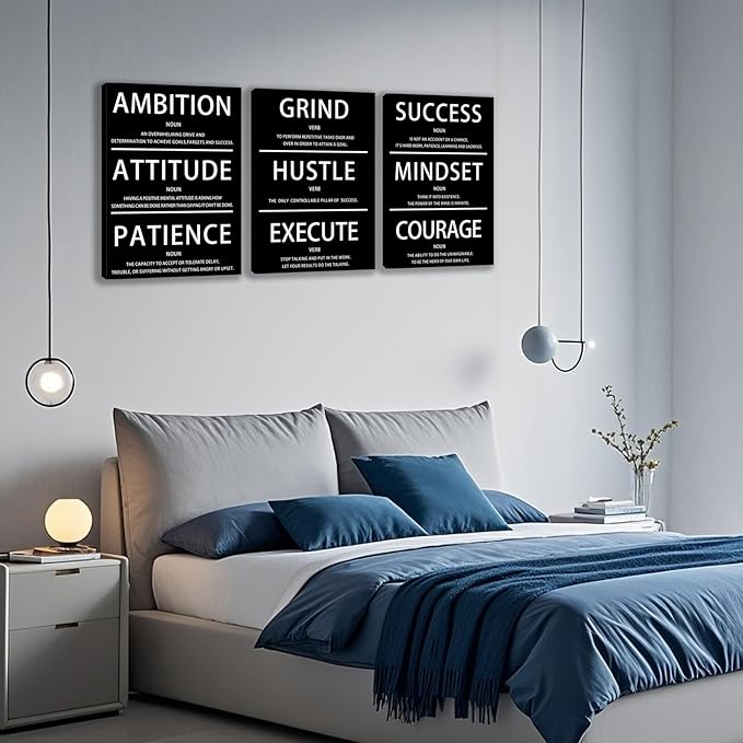 3 Panel Print Canvas Wall Art Motivational Office Wall Decor Painting Inspirational Posters Modern Inspiring Artwork for Home Living Room Bedroom Wall Decor Office Wall Art Ready to Hang - 48"Wx24"H