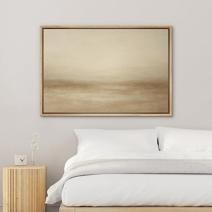 SIGNWIN Framed Canvas Print Wall Art Light Beige Horizon Abstract Illustrations Minimalism Decorative for Living Room, Bedroom, Office - 24"x36" Natural