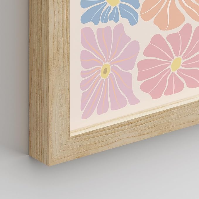 SIGNWIN Framed Poster Wall Art Set of Colorful Botanical Flower Daisy Rose for Living Room, Bedroom, Office - 8"x10"x 8 Natural