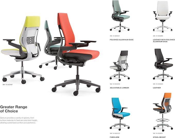 Steelcase Gesture Office Chair - Cogent: Connect Root Beer Fabric, Medium Seat Height, Shell Back, Light on Light Frame, Polished Aluminum Base, Lumbar Support