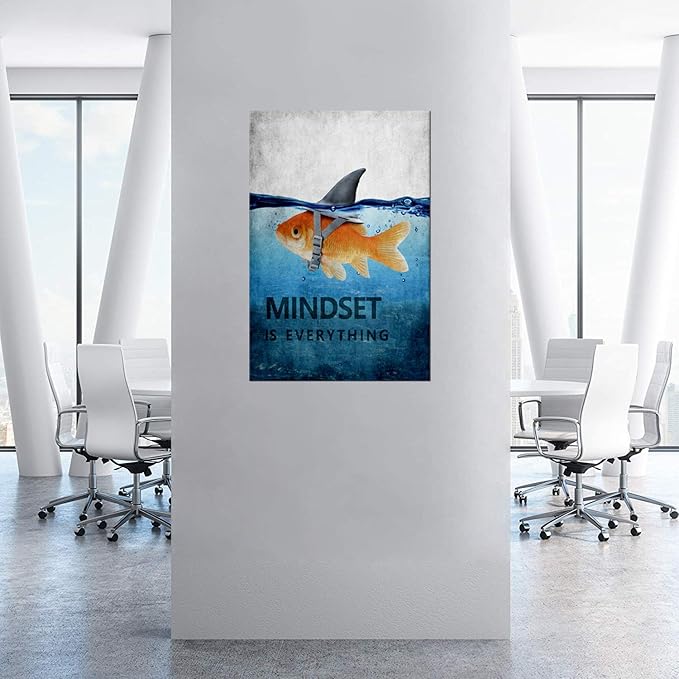 Yatsen Bridge Modern Mindset is Everything Inspirational Posters Goldfish Canvas Entrepreneur Motivational Office Quotes Wall Decor Inspirational Artwork for Home Office Gym Decor - 24''Wx36''H
