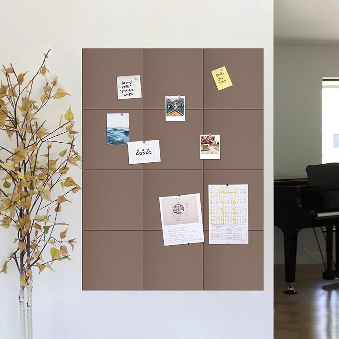 Large Bulletin Board 48"x 24" Cork Boards for Walls, 12 Pack Felt Wall Panels Photo Board, Cork Board for Office Home Pin Board